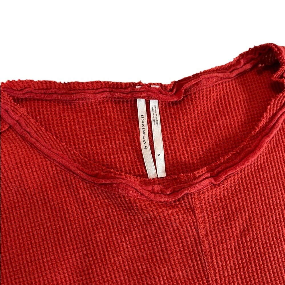 Anthropologie | Nori Red Waffle Knit Thermal Pullover Sweater Over Tunic… - Picture 11 of 17